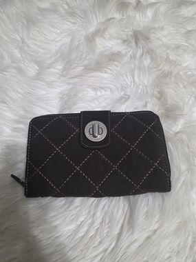 Vera Bradley Black Quilted Wallet with Pink Stitching